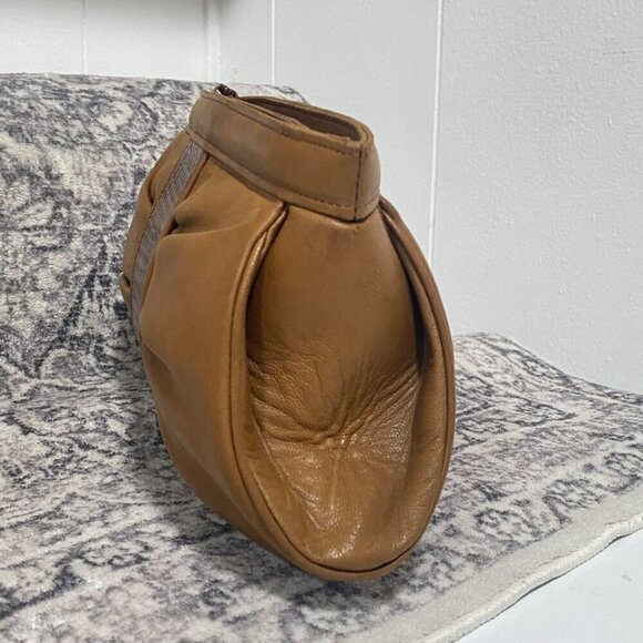 Vintage Yuki Torii Leather and Croc Clutch in Carmel Brown - Picture 3 of 7